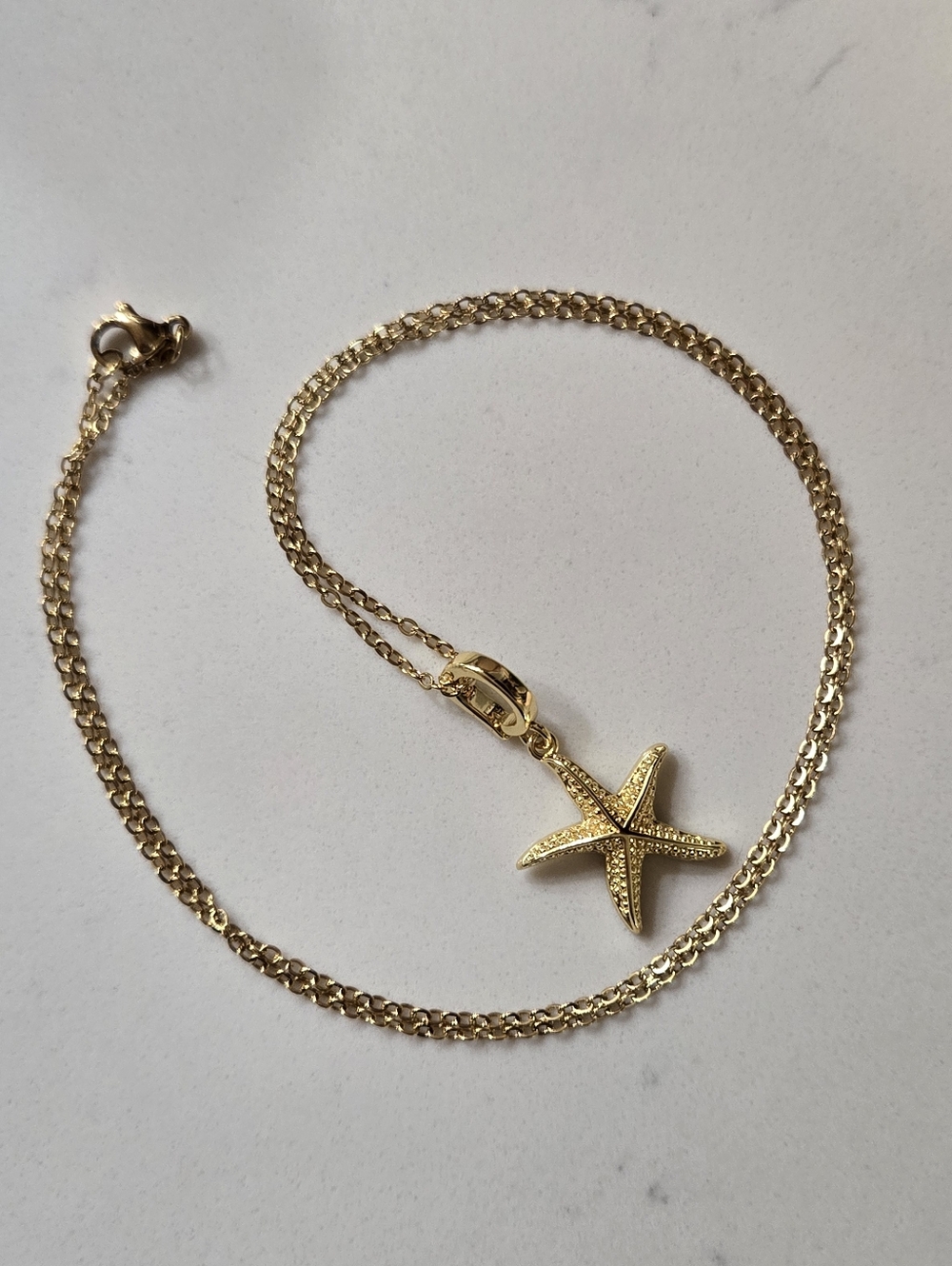 Gold Starfish Pendant Necklace 10KGF